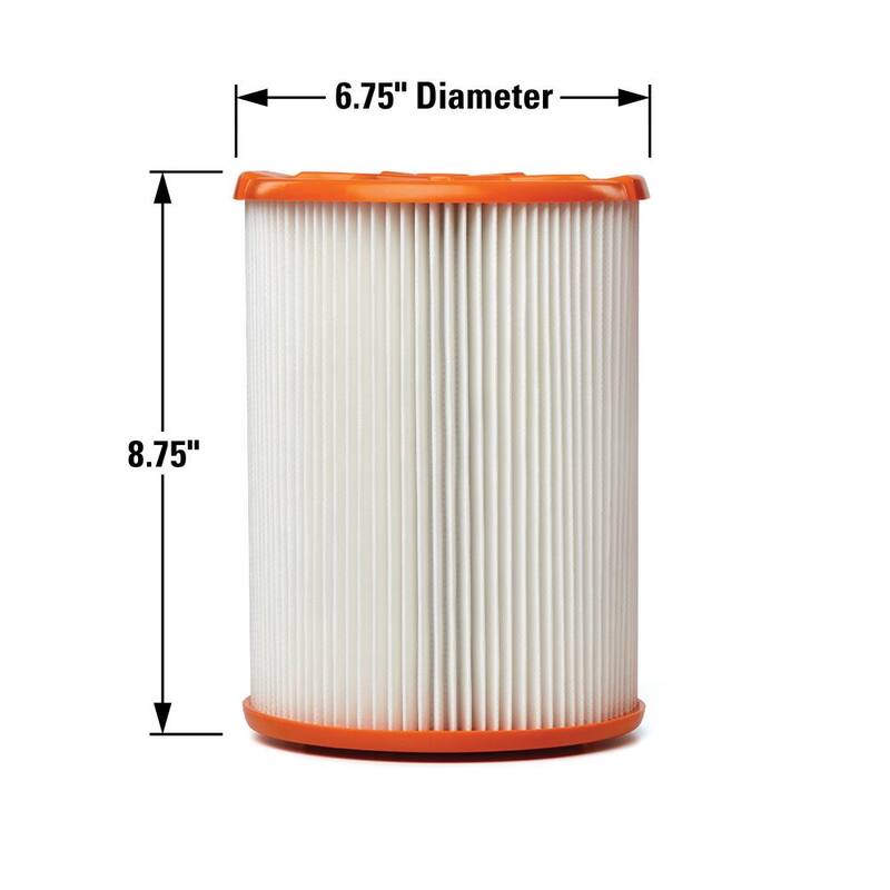 RIDGID HEPA Replacement Wet Dry Vacuum Shop Vac Filter for Most 5-16 Gallon RIDGID Shop Vacs (1-Pack) - VF8000