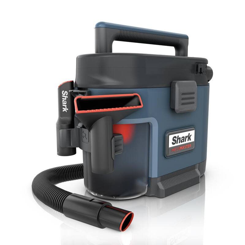 Shark MessMaster Portable 1 Gal. 7-Peak HP Corded Wet/Dry Vacuum with Self-Rinsing and AnyBag technology in Navy - VS101
