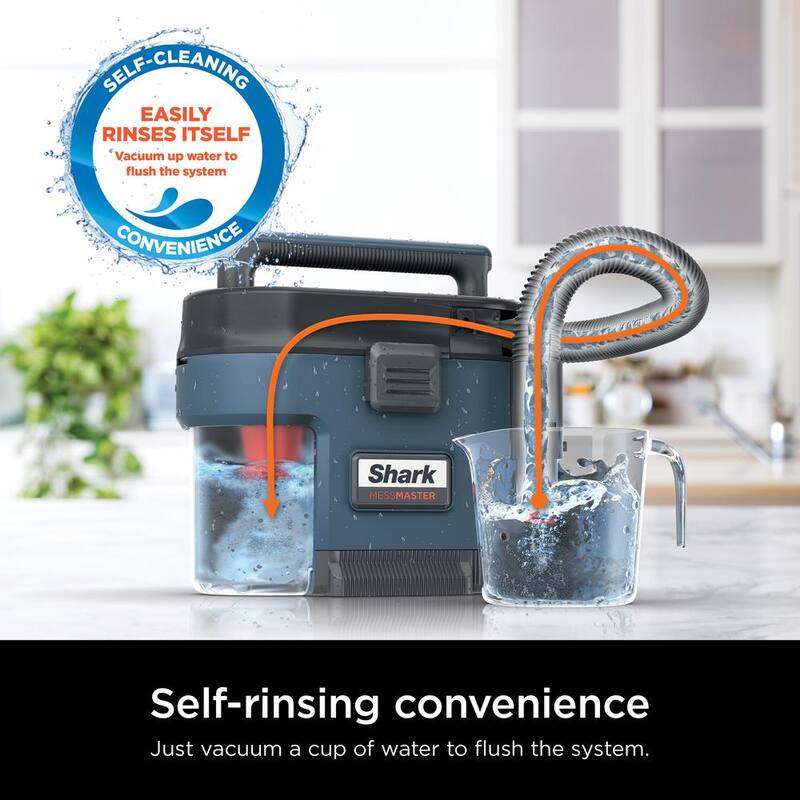 Shark MessMaster Portable 1 Gal. 7-Peak HP Corded Wet/Dry Vacuum with Self-Rinsing and AnyBag technology in Navy - VS101