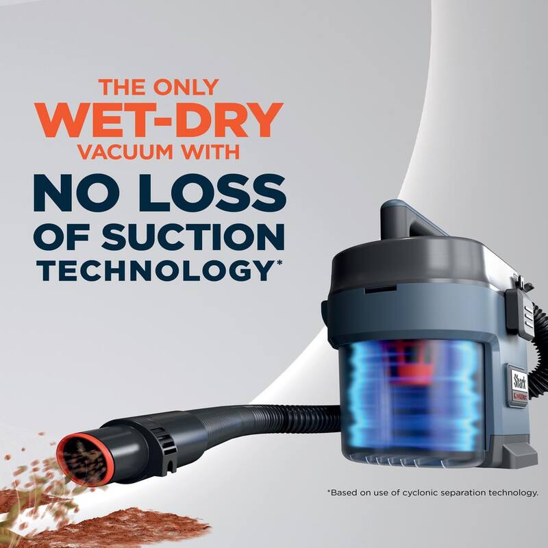 Shark MessMaster Portable 1 Gal. 7-Peak HP Corded Wet/Dry Vacuum with Self-Rinsing and AnyBag technology in Navy - VS101