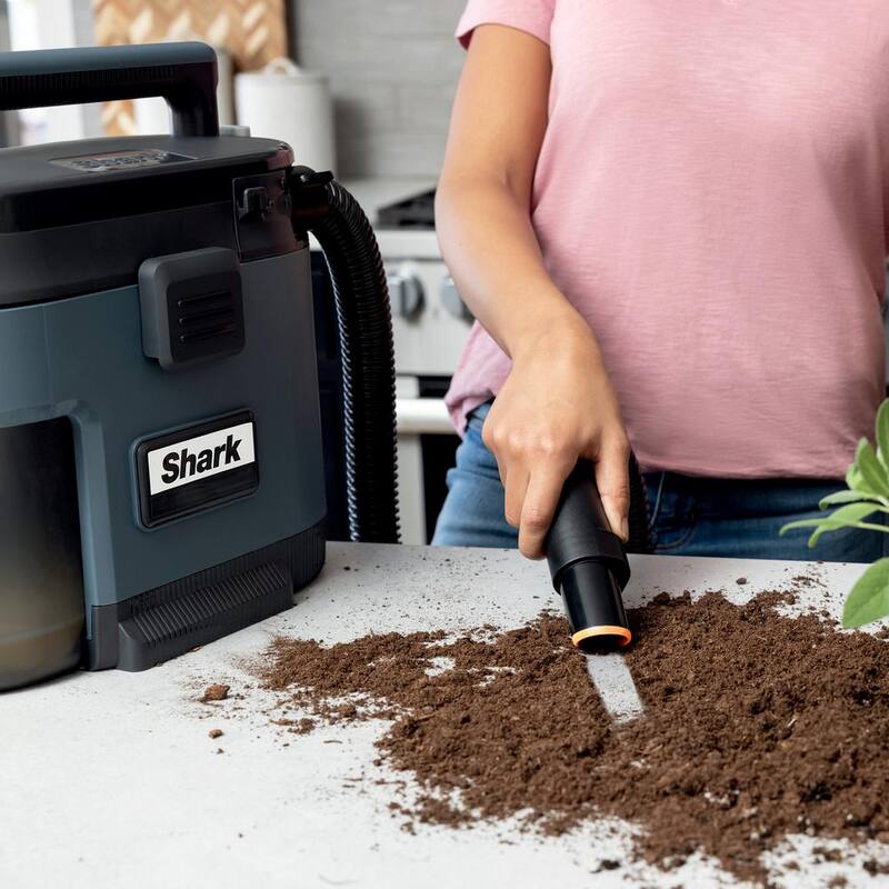 Shark MessMaster Portable 1 Gal. 7-Peak HP Corded Wet/Dry Vacuum with Self-Rinsing and AnyBag technology in Navy - VS101