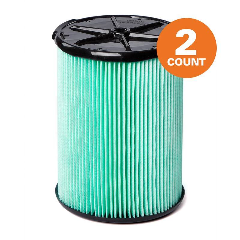 RIDGID HEPA Material Pleated Paper Wet Dry Vacuum Shop Vac Filter Replacement for Most 5-16 Gallon RIDGID Shop Vacs (2-Pack) - VF6000E