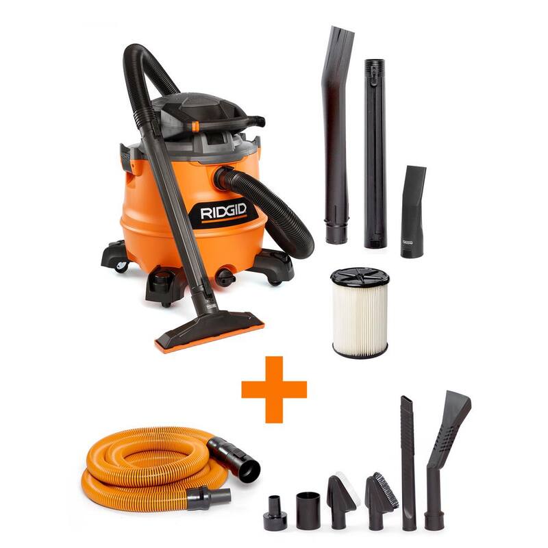 RIDGID 16 Gallon 6.5 Peak HP NXT Shop Vac Wet Dry Vacuum with Detachable Blower, Filter, Hose, Accessories and Car Cleaning Kit - HD1600C