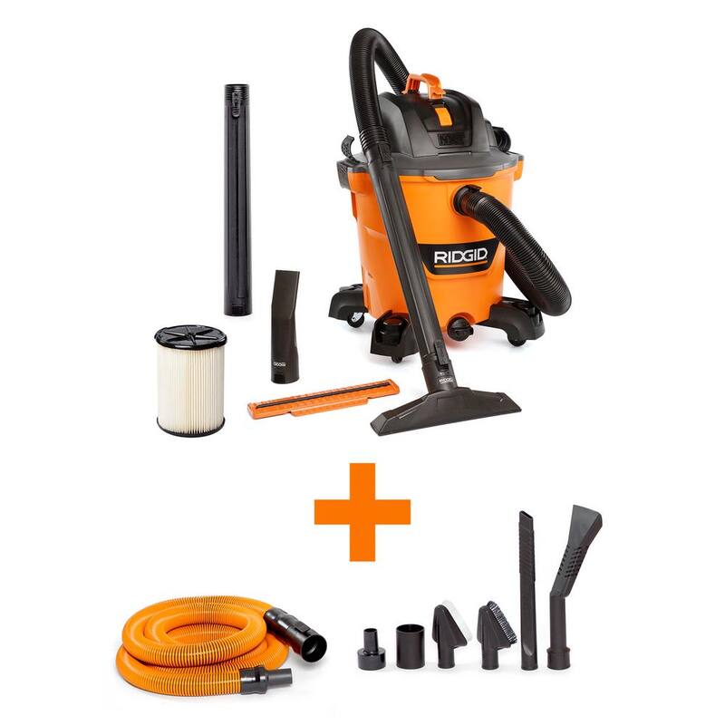 RIDGID 12 Gallon 5.0 Peak HP NXT Shop Vac Wet Dry Vacuum with Filter, Locking Hose, Accessories and Car Cleaning Kit - HD1200A