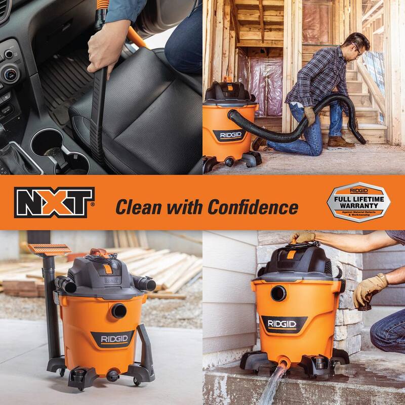RIDGID 12 Gallon 5.0 Peak HP NXT Shop Vac Wet Dry Vacuum with Filter, Locking Hose, Accessories and Car Cleaning Kit - HD1200A