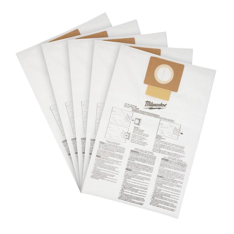 Milwaukee Fleece Dust Bags for 6 Gal. M18 FUEL Cordless Wet/Dry Shop Vacuums (5-Pack) - 49-90-1979