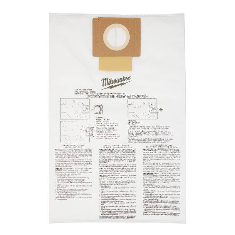 Milwaukee Fleece Dust Bags for 6 Gal. M18 FUEL Cordless Wet/Dry Shop Vacuums (5-Pack) - 49-90-1979