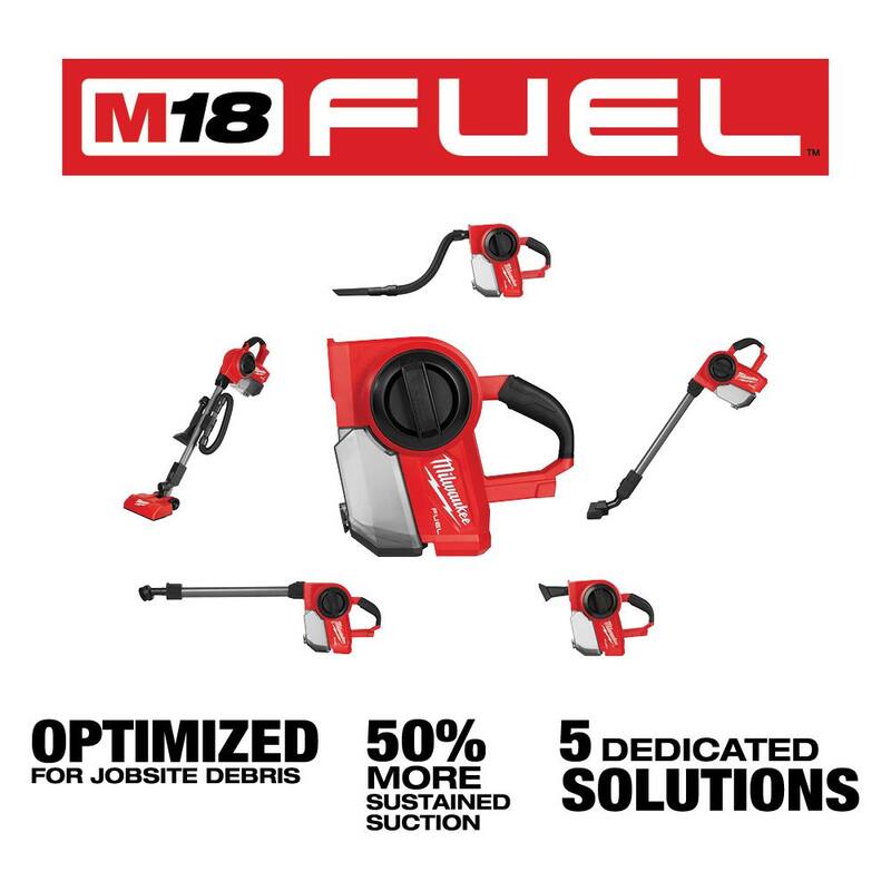 Milwaukee M18 FUEL 18-Volt Lithium-Ion Brushless .25 Gal. Cordless Jobsite Wet/Dry Vacuum with (1) M18 5.0 Ah Battery - 0940-20-48-11-1850