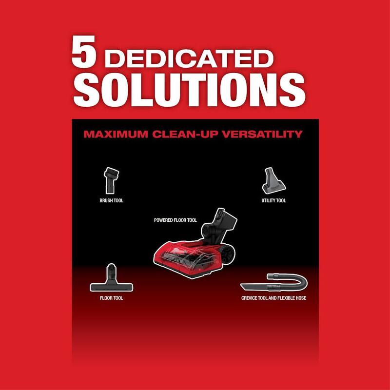 Milwaukee M18 FUEL 18-Volt Lithium-Ion Brushless .25 Gal. Cordless Jobsite Wet/Dry Vacuum with (1) M18 5.0 Ah Battery - 0940-20-48-11-1850
