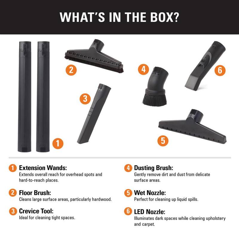 RIDGID 2-1/2 in. DIY Vac Accessory Kit with 7 Shop Vac Attachments for RIDGID Wet Dry Vacuums - LA2537