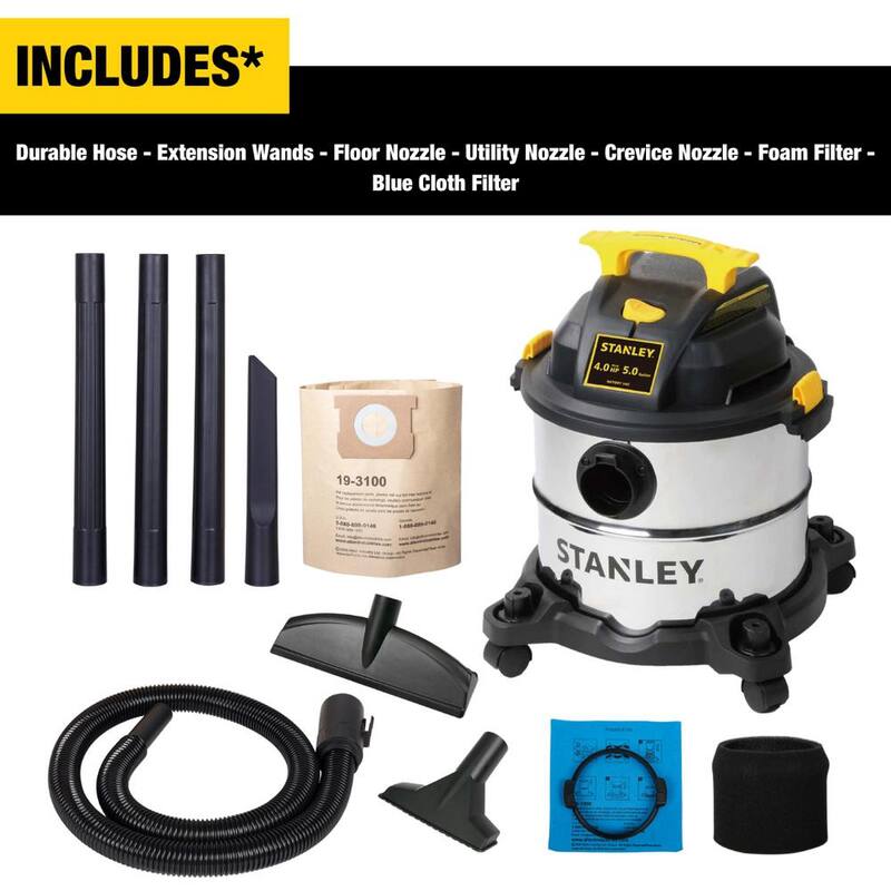 Stanley 5 Gal. 4.0 Peak HP Wet/Dry Vac - SL18115