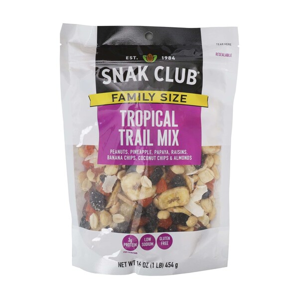 Club de bocadillos Snak Century, mezcla tropical tamaño familiar de 16 oz., paquete de 6 - 1764462