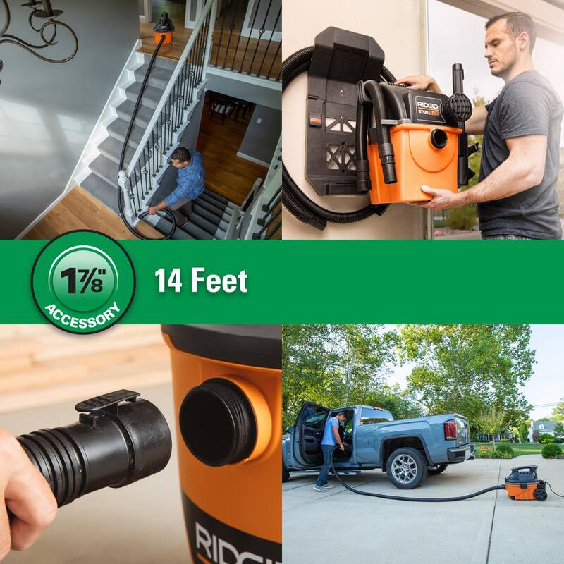 RIDGID 1-7/8 in. x 14 ft. Locking Vacuum Hose Accessory Shop Vac Attachment for RIDGID Wet Dry Vacuums - VT1722