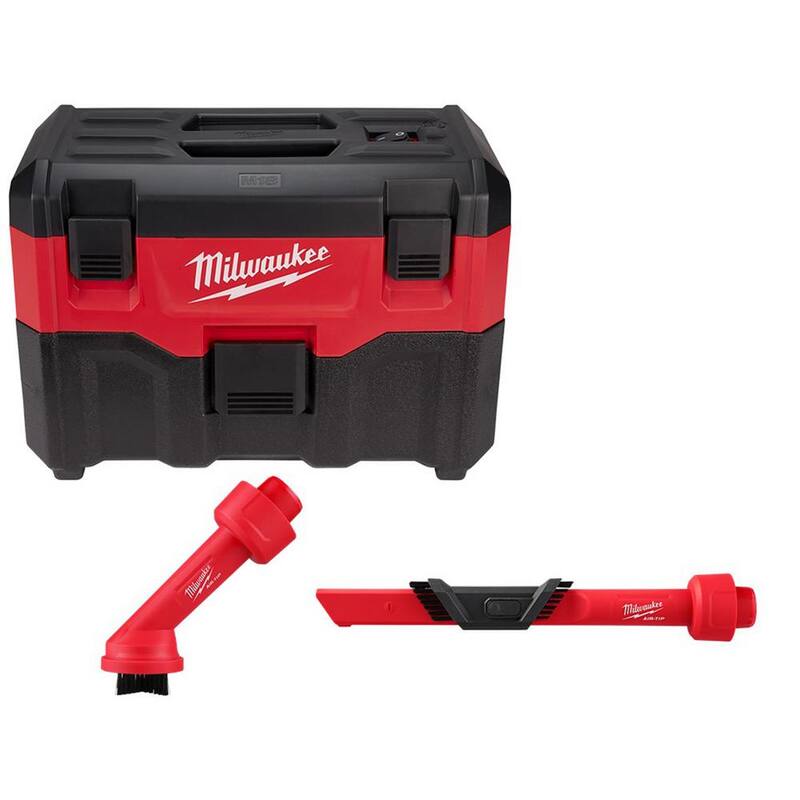 Milwaukee M18 18-Volt 2 Gal. Lithium-Ion Cordless Wet/Dry Vacuum w/AIR-TIP 1-1/4 in. - 2-1/2 in. (2-Piece) Brush and Crevice Kit - 0880-20-49-90-2035-49-90-2023