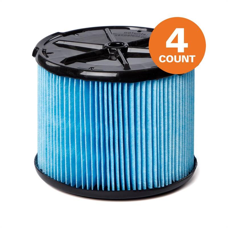 RIDGID Fine Dust Pleated Paper Wet Dry Vacuum Shop Vac Filter Replacement for Most 3-4.5 Gallon RIDGID Shop Vacs (4-Pack) - VF3500A