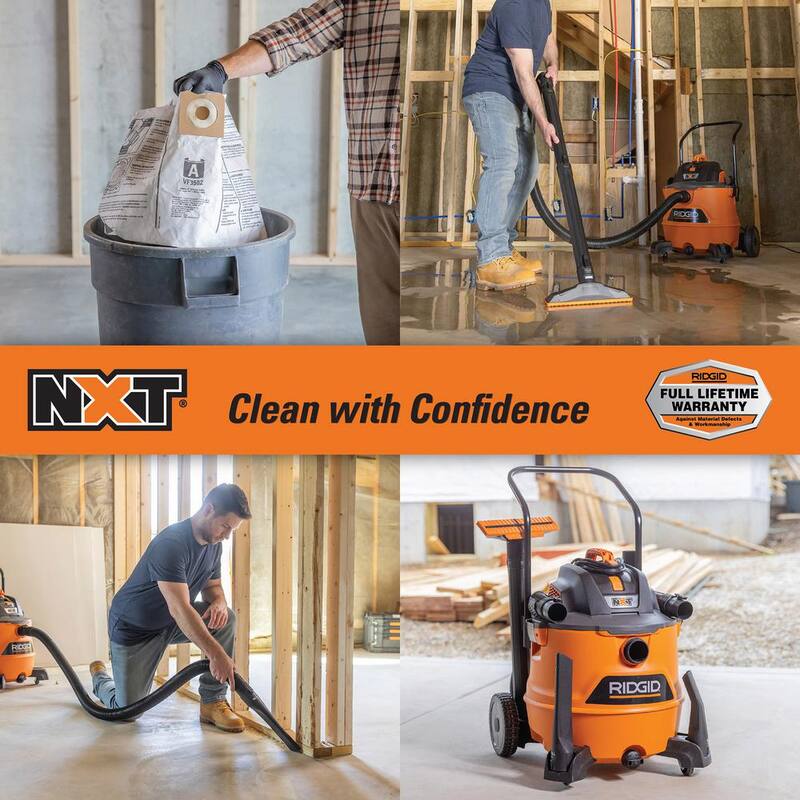 RIDGID 16 Gallon 6.5 Peak HP NXT Shop Vac Wet Dry Vacuum, Fine Dust Filter, Locking Hose, Accessories and Dust Collection Bags - HD1800C
