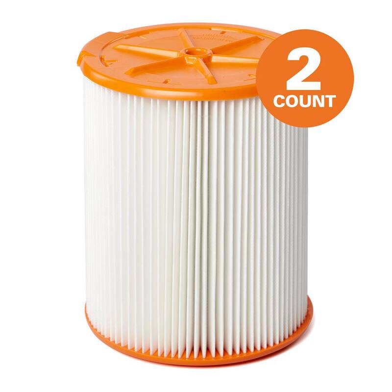 RIDGID HEPA Replacement Wet Dry Vacuum Shop Vac Filter for Most 5-16 Gallon RIDGID Shop Vacs (2-Pack) - VF8000A
