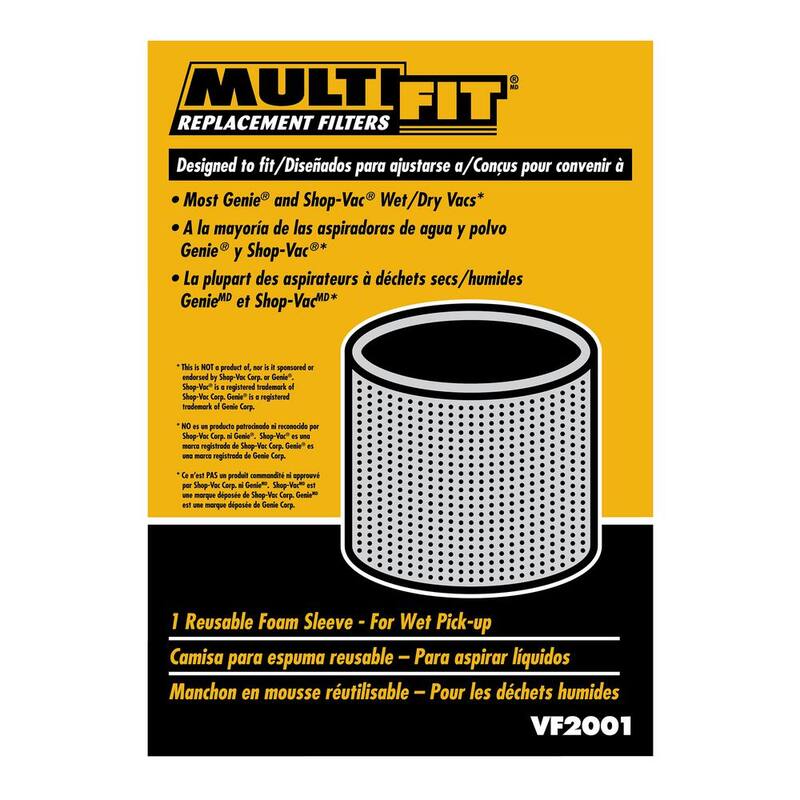 MULTI FIT Replacement Wet Debris Application Wet Dry Vacuum Foam Sleeve Filter for Select Shop-Vac Brand Shop Vacs (1-Pack) - VF2001