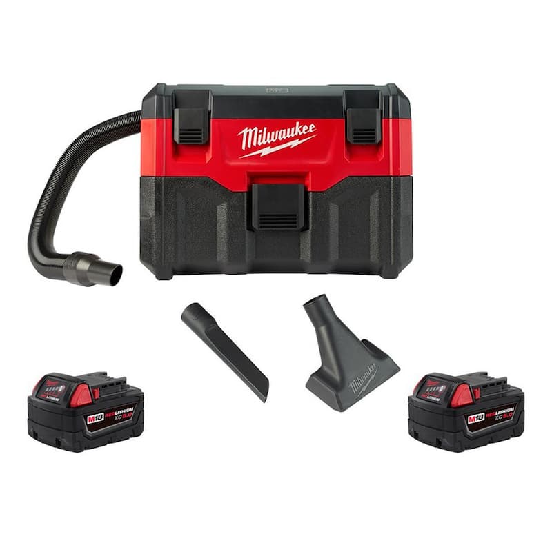 Milwaukee M18 18-Volt 2 Gal. Lithium-Ion Cordless Wet/Dry Vacuum with (2) M18 5.0 Ah Battery - 0880-20-48-11-1850-48-11-1850