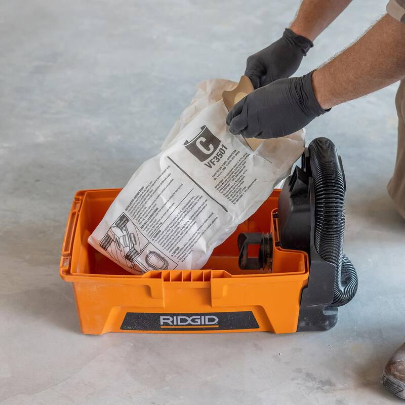 RIDGID High-Efficiency Wet Dry Vacuum Dry Pick-up Only Dust Bags for 3-4.5 Gallon and HD0600 RIDGID Shop Vacs, Size C (6-Pack) - VF3501A
