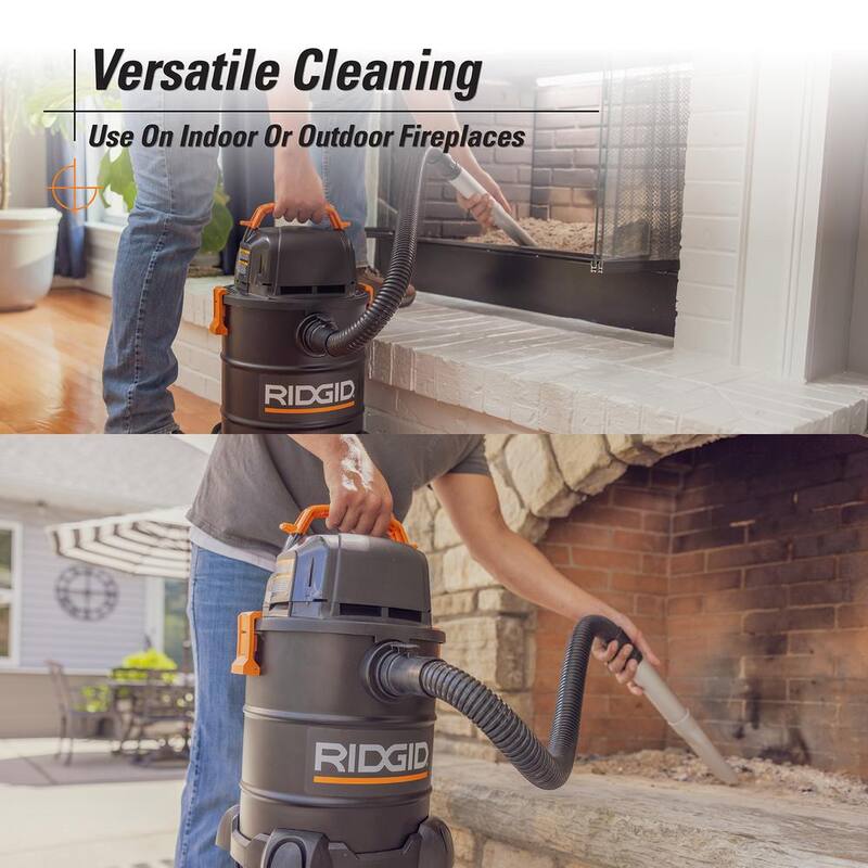 RIDGID RIDGID 5 Gallon Cool/Dry Ash Canister Shop Vac with Fine Dust Filter, Micro Cloth Drum Filter and Hose - HDAV0500