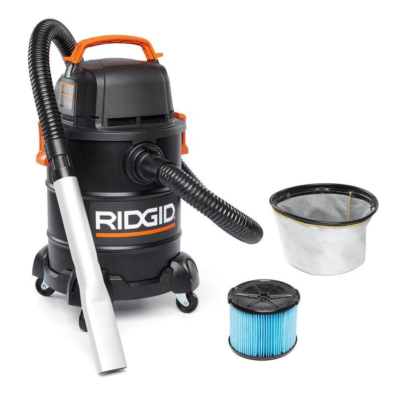 RIDGID RIDGID 5 Gallon Cool/Dry Ash Canister Shop Vac with Fine Dust Filter, Micro Cloth Drum Filter and Hose - HDAV0500