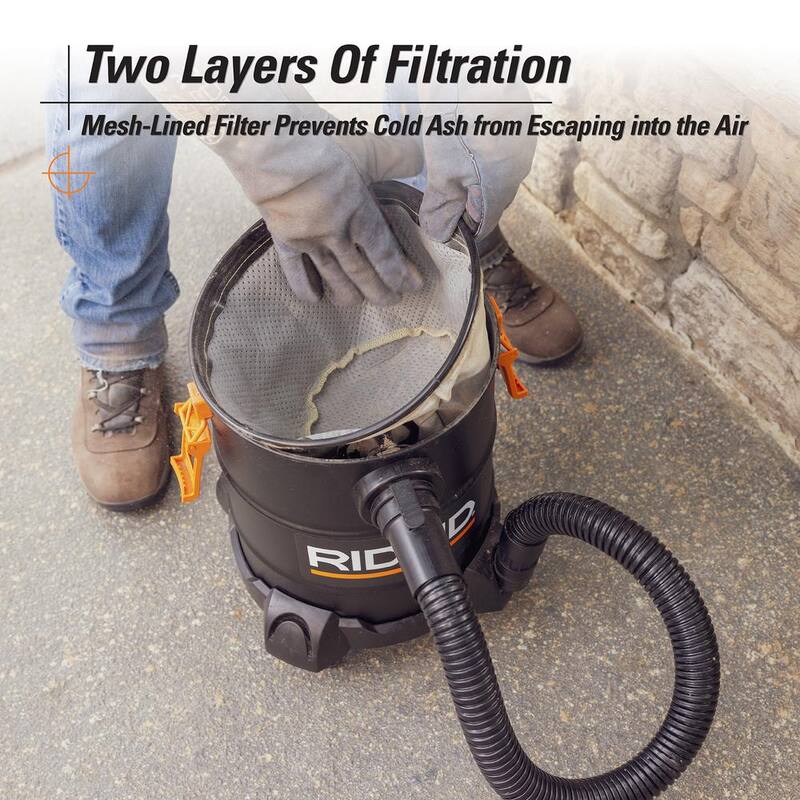 RIDGID RIDGID 5 Gallon Cool/Dry Ash Canister Shop Vac with Fine Dust Filter, Micro Cloth Drum Filter and Hose - HDAV0500