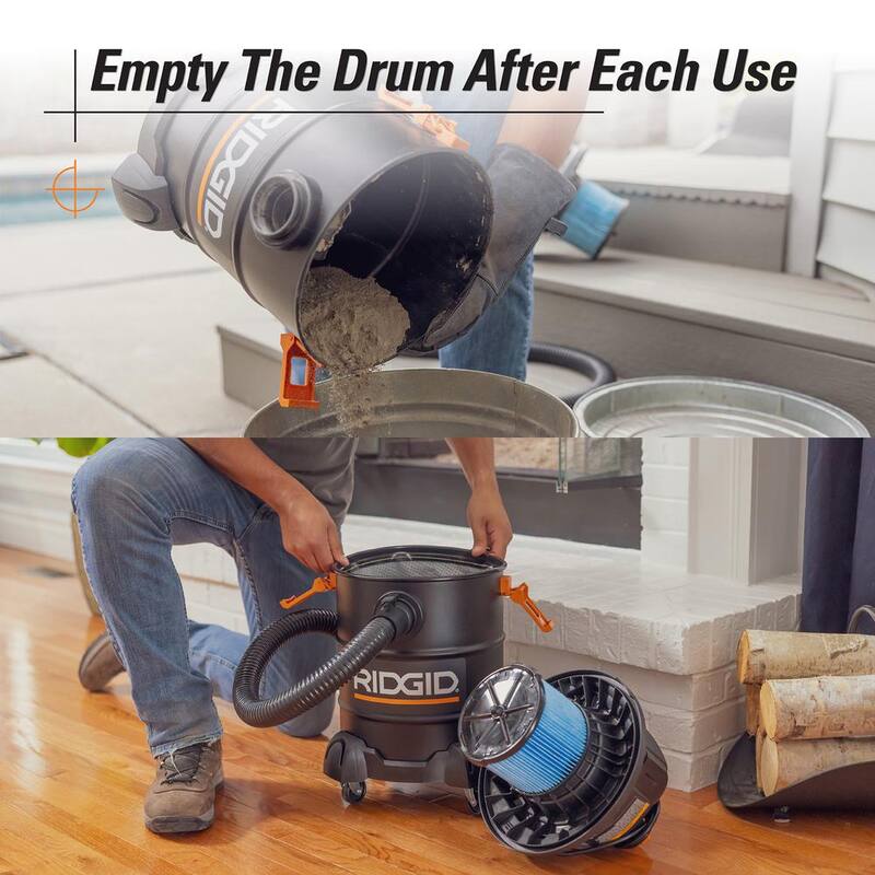 RIDGID RIDGID 5 Gallon Cool/Dry Ash Canister Shop Vac with Fine Dust Filter, Micro Cloth Drum Filter and Hose - HDAV0500