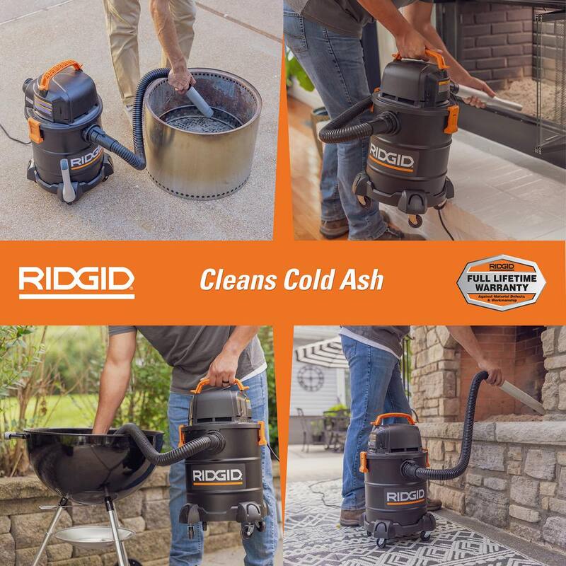 RIDGID RIDGID 5 Gallon Cool/Dry Ash Canister Shop Vac with Fine Dust Filter, Micro Cloth Drum Filter and Hose - HDAV0500