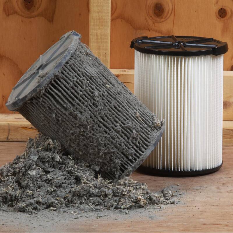 RIDGID General Debris Pleated Paper Wet Dry Vacuum Shop Vac Filter Replacement for Most 5-16 Gallon RIDGID Shop Vacs (4-Pack) - VF4200A