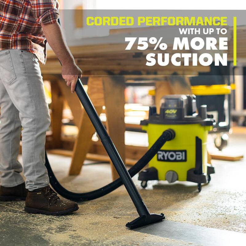 RYOBI 40V 10 Gal. Cordless Wet/Dry Vacuum Kit with 40V 4.0 Ah Battery and 40V Charger - RY40WD01K