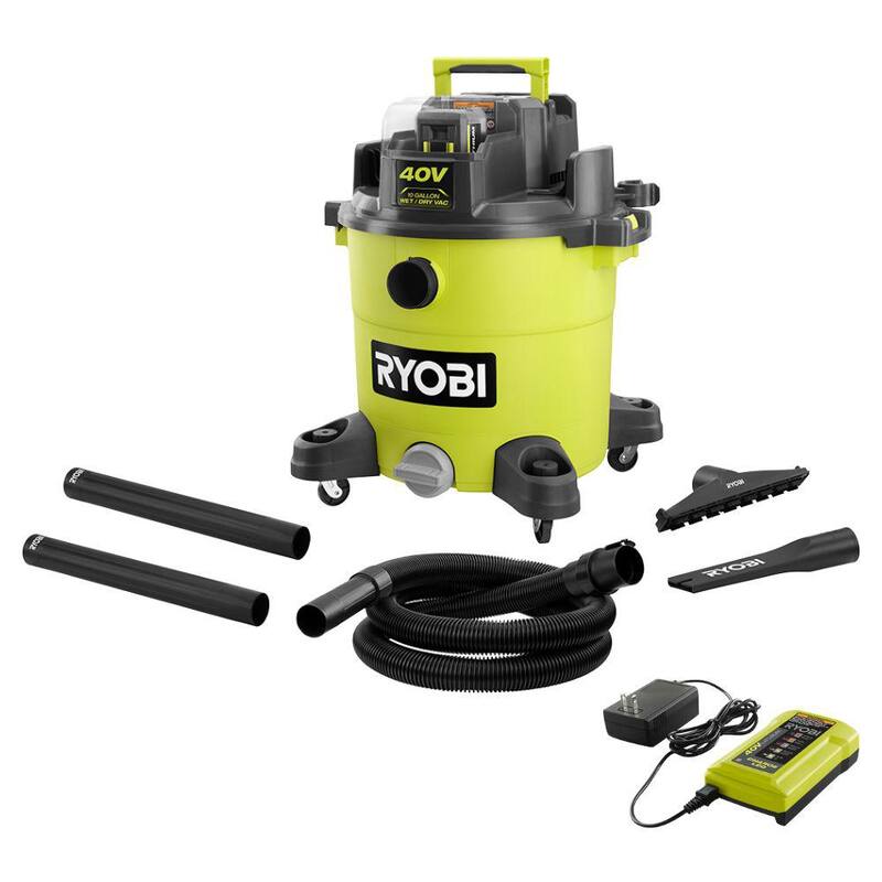 RYOBI 40V 10 Gal. Cordless Wet/Dry Vacuum Kit with 40V 4.0 Ah Battery and 40V Charger - RY40WD01K