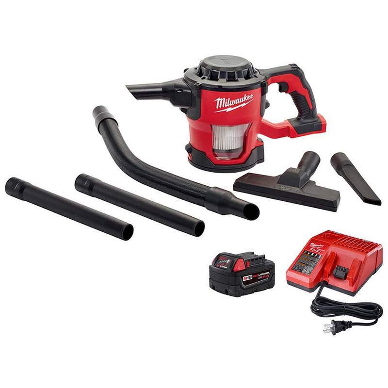 Milwaukee M18 18-Volt Lithium-Ion Cordless Compact Vacuum w/ (1) 5.0Ah Battery and Charger - 0882-20-48-59-1850