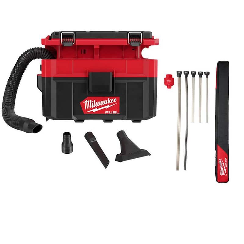 Milwaukee M18 FUEL PACKOUT Cordless 2.5 Gal Wet/Dry Vacuum w/AIR-TIP 1-1/4 in. - 2-1/2 in. (7-Piece) Long Reach Flexible Hose Set - 0970-20-49-90-2037