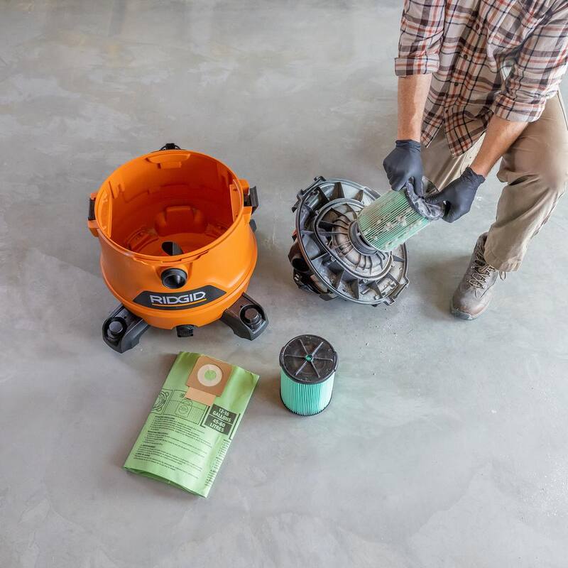 RIDGID Wet Dry Vacuum Premium Cyclonic Dry Pick-up Only Dust Bags for Select 12-16 Gallon RIDGID Shop Vacs, Size A (6-Pack) - VF3602A