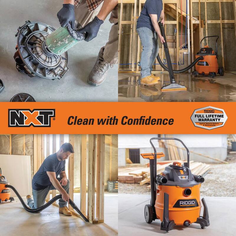 RIDGID 16 Gallon 6.5 Peak HP NXT Shop Vac Wet Dry Vacuum, Fine Dust Filter, Hose, Accessories, OSHA and HEPA Filtration Kit - HD1800A