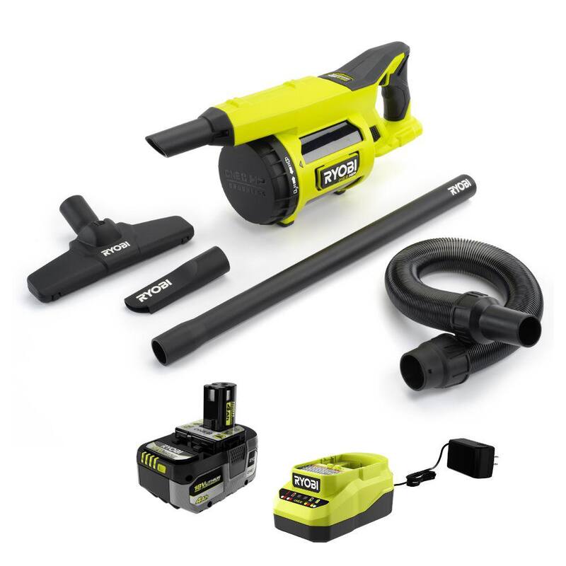 RYOBI ONE+ HP 18V Brushless Cordless Jobsite Hand Vacuum Kit with 4.0 Ah HIGH PERFORMANCE Battery and 18V Charger - PBLHV701K