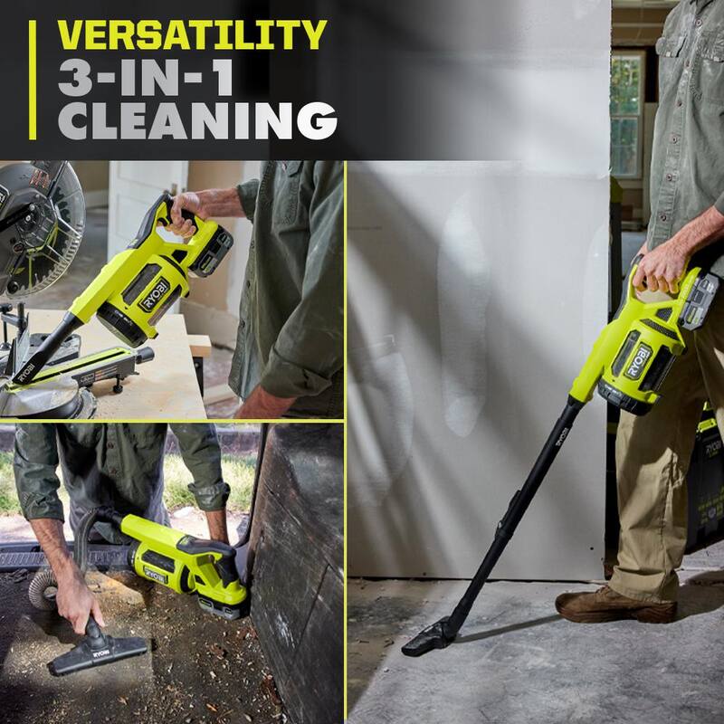 RYOBI ONE+ HP 18V Brushless Cordless Jobsite Hand Vacuum Kit with 4.0 Ah HIGH PERFORMANCE Battery and 18V Charger - PBLHV701K