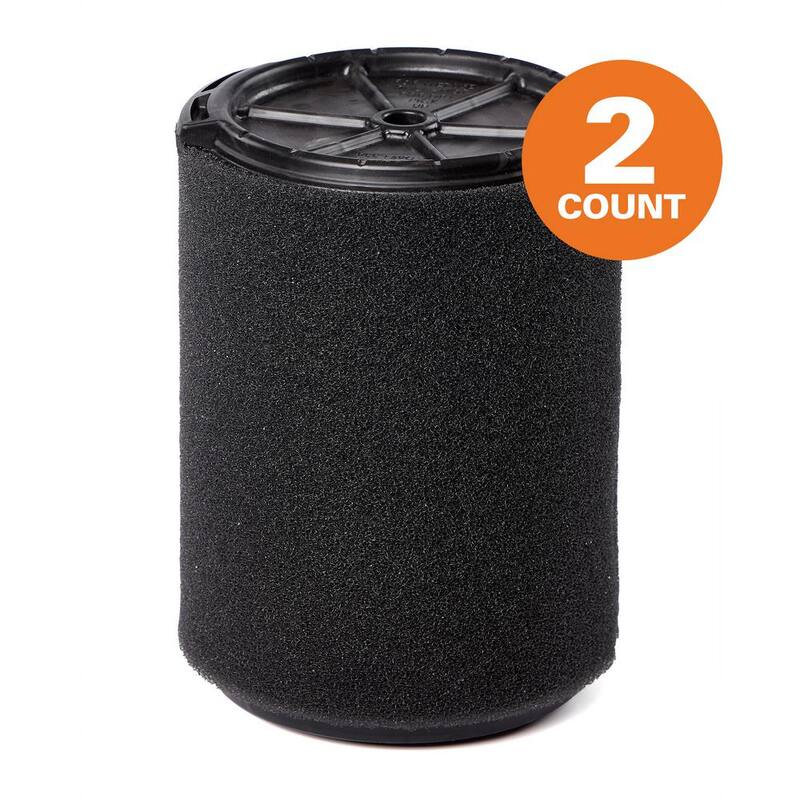 RIDGID Wet Debris Application, Foam Wet Dry Vacuum Shop Vac Filter for Most 5-16 Gallon RIDGID Shop Vacs (2-Pack) - VF7000E