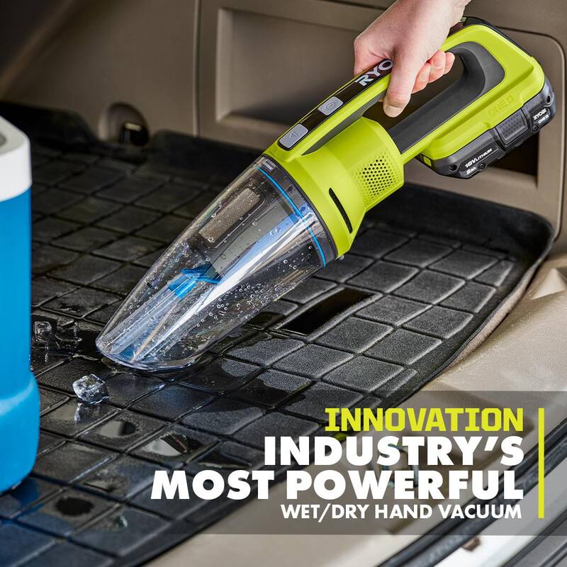 RYOBI ONE+ 18V Lithium-Ion 4.0 Ah Battery, 2.0 Ah Battery, and Charger Kit with ONE+ Cordless Wet/Dry Hand Vacuum - PCL702B-PSK106SB