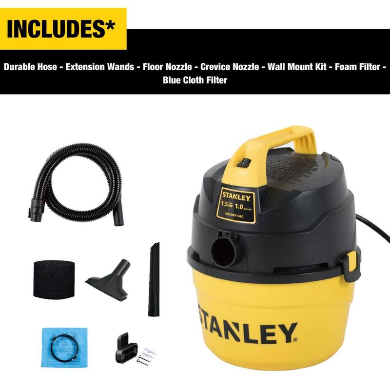 Stanley 1 Gal. 1.5HP Portable Poly Series Wet and Dry Vacuum Cleaner - SL18101P-1H