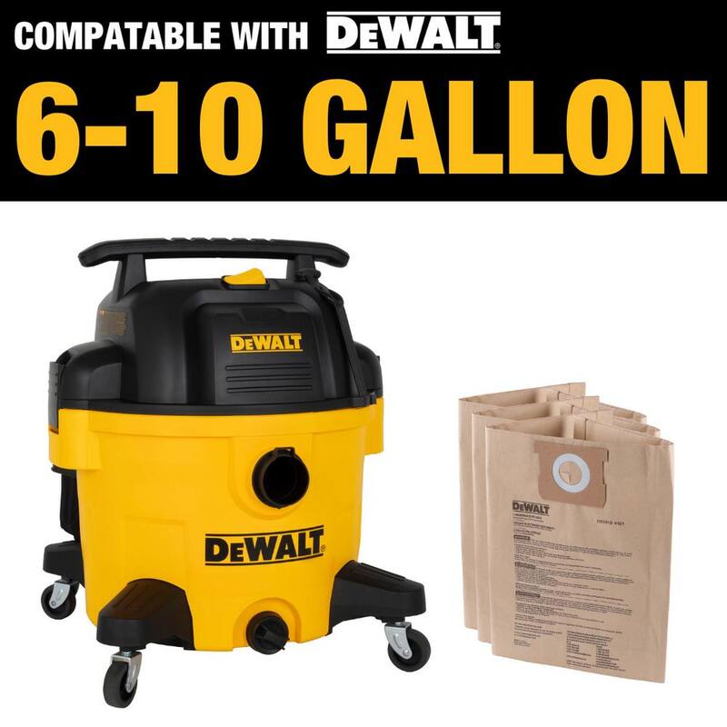DEWALT 6 Gal. to 10 Gal. Dust Bag Filter Wet/Dry Vac - DXVA19-4101
