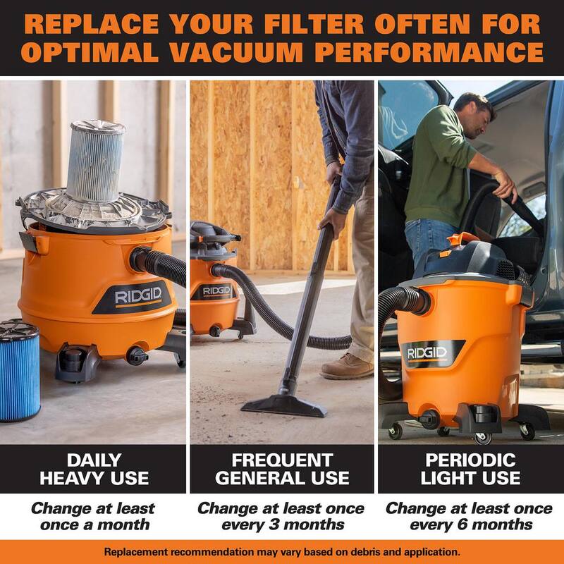 RIDGID 10 Gallon 6.0 Peak HP Stainless Steel Shop Vac Wet Dry Vacuum with Filter, Dust Bags, Locking Hose and Accessories - WD1060A