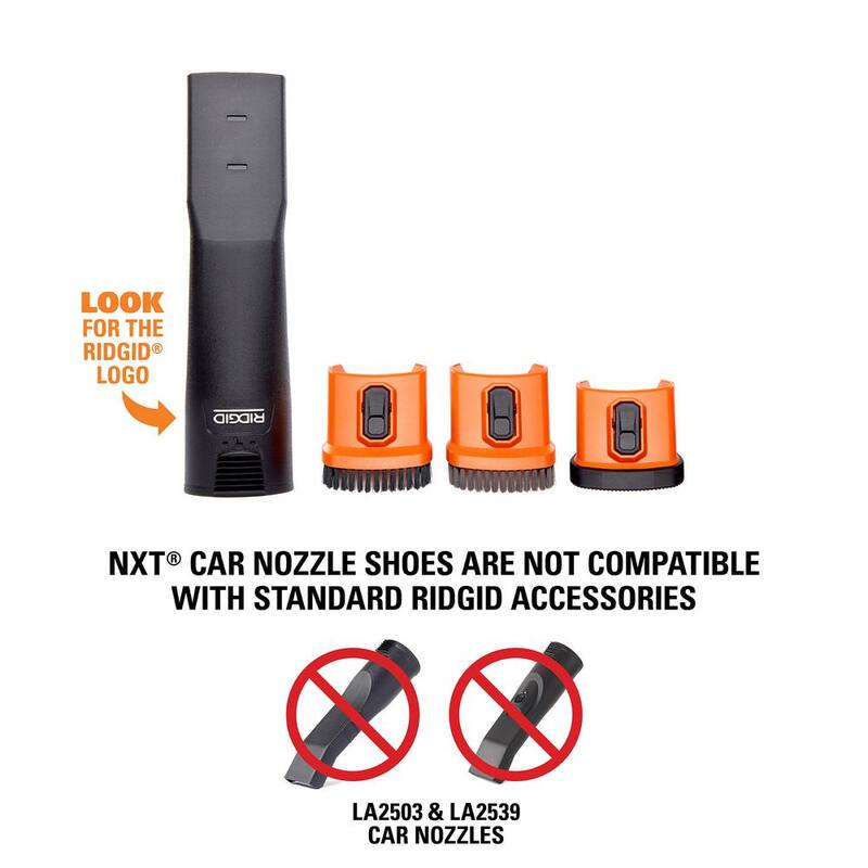 RIDGID 2-1/2 in. NXT Max Car Nozzle Shoe Kit Attachments with Hard, Soft and Rubber Bristles for RIDGID NXT Wet Dry Vacuums - SK0300