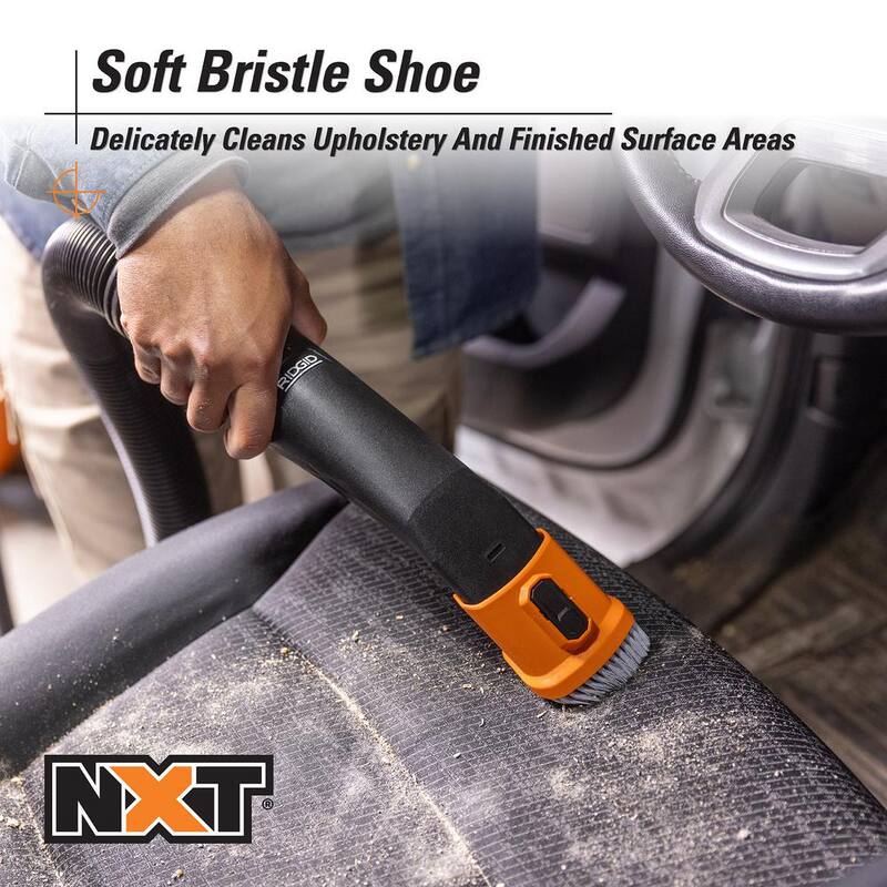 RIDGID 2-1/2 in. NXT Max Car Nozzle Shoe Kit Attachments with Hard, Soft and Rubber Bristles for RIDGID NXT Wet Dry Vacuums - SK0300