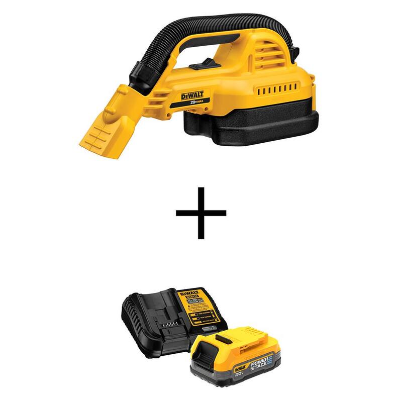 DEWALT 20V MAX Lithium-Ion Cordless 1/2 Gal. Wet/Dry Portable Vacuum with POWERSTACK 1.7 Ah Battery Pack and Charger - DCV517BWCBP034C