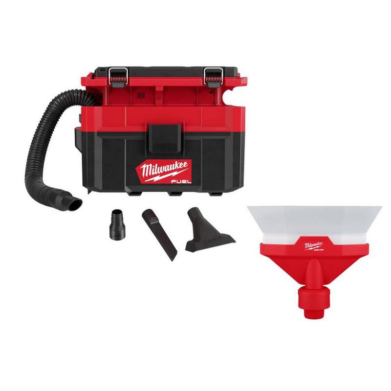 Milwaukee M18 FUEL PACKOUT 18-Volt Lithium-Ion Cordless 2.5 Gal. Wet/Dry Vacuum and AIR-TIP Dust Collector Attachment - 0970-20-49-90-2022