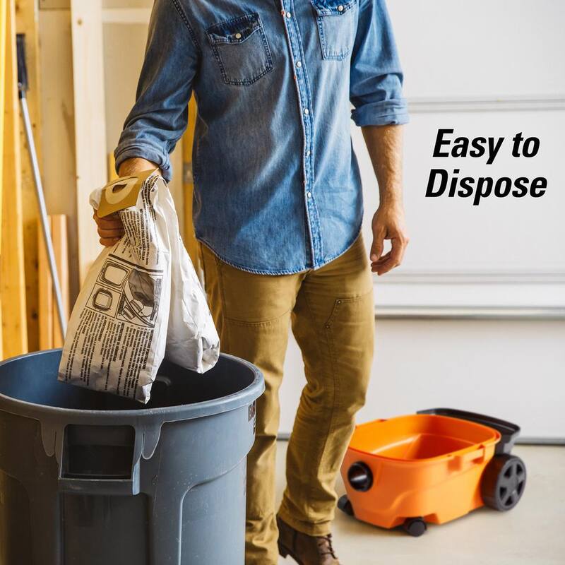 RIDGID 4 Gallon 6.0 Peak HP Shop Vac Wet Dry Vacuum with Detachable Blower, Fine Dust Filter, Dust Bags, Hose and Accessories - WD4080B