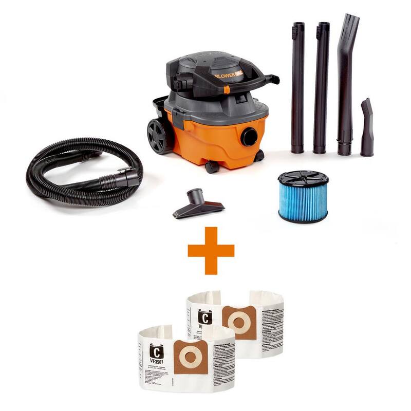RIDGID 4 Gallon 6.0 Peak HP Shop Vac Wet Dry Vacuum with Detachable Blower, Fine Dust Filter, Dust Bags, Hose and Accessories - WD4080B