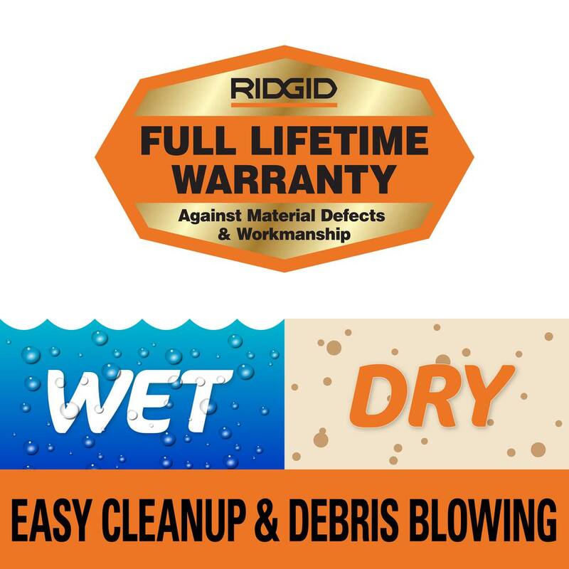 RIDGID 4 Gallon 6.0 Peak HP Shop Vac Wet Dry Vacuum with Detachable Blower, Fine Dust Filter, Dust Bags, Hose and Accessories - WD4080B